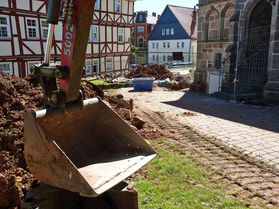 Kanalisierungsarbeiten an St. Crescentius (Foto: Karl-Franz Thiede)